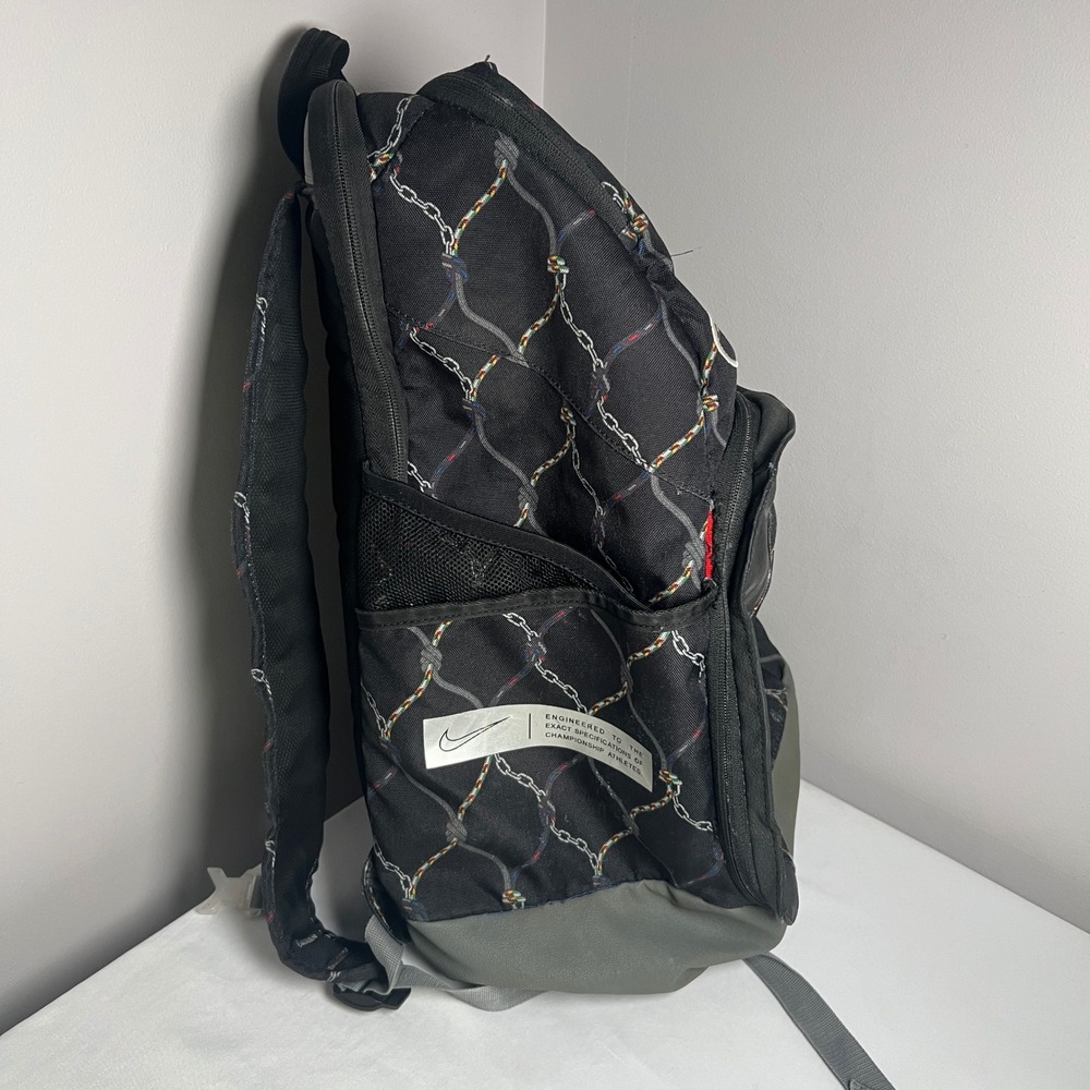 Nike Elite Backpack Mens Large Black Gray Chain Link Net Print Max Air Straps - Picture 4 of 9